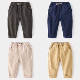 Trousers Children Boy Casual Pants Cotton Fashion Button Spring Autumn Child Solid Colour Long Loose Pant Clothes 28Y 230617