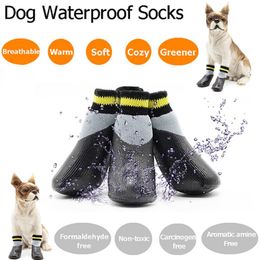 Shoes 4pcs/set Dog Boots Waterproof Shoes Breathable Socks with Antislip Sole All Weather Puppy Paws Protectors Outdoor Sports Boots