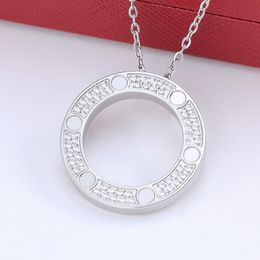 Big Circle Pendant necklace designer for women diamond Jewellery rose gold silver chain Titanium Steel Pendants tennis necklaces designer Jewelrys party Gift