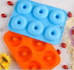 Silicone Donut Mold Baking Pan DIY Doughnuts 6 graid Mould Maker Non-stick Silicone Cake Mold Pastry Baking Tools Christmas 0725