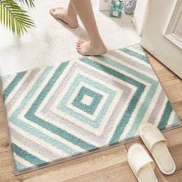 Mats Bathroom Doormats Household Water Absorption Nonslip Thickened Stripe Mats Modern Minimalist Style Carpet Machine Washable Rug