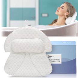 Pillows 4D Bathtub Pillow Non Slip Suction Cups Spa Head Neck Rest Comfort Cushion with Suction Cups Easy To Clean Bathroom Accessories