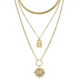 Pendant Necklaces Fashion Padlock Necklace For Women Gold Colour Lock Layered Chain On The Neck With Punk Jewellery