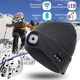 Fashion Face Masks Neck Gaiter Warm Beanie Bluetooth 50 LED Hat Wireless Stereo Headset Music Player with MIC for Handsfree Support Dimming 230617