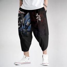 Pants Streetwear Men Harem Pants Japanese Style Casual Black Print Trouser Man Jogger Pants Plus Size 6XL