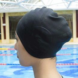 Swimming caps High Elastic Swimming Caps Men Women Waterproof Swimming Pool Cap Protect Ears Long Hair Large Silicone Diving Hat for Adults 230617