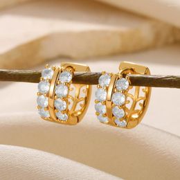 Stud Earrings Zircon Circle Hoop For Women Mini Stainless Steel Earring Trendy Luxury Wedding Jewelry Gift