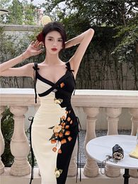 Casual Dresses GkyocQ Women Dress Floral Print Hip Wrap V Neck Prom Vestidos French Retro 2023 Female Vintage Holdiay Style Sexy Clothing