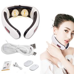 Other Massage Items Electric Pulse Back Neck Massager Far Infrared Heating Pain Relief Health Care Relaxation Tool Intelligent Cervical Massager 230617