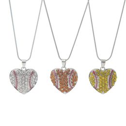 Diamond Heart Pendant Necklace Party Favor Creative Softball Pendants Peach Heart Necklaces Fashion