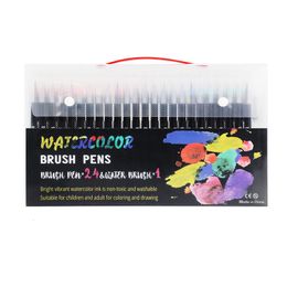 Watercolour Brush Pens Art Marker 48 Colours Watercolour Brush Pens Markers Pens for Drawing Books Calligraphy School Supplies Stationery 230619