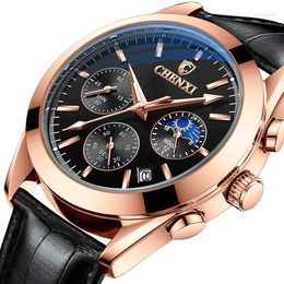 Wristwatches CHENXI 905A Men Watches Fashion Chronograph Waterproof Casual Leather Quartz Watch Sport Wristwatch