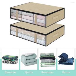 Storage Bags 2Pcs Clothe Bag Large Capacity Zipper Closure Visual Window Quilt Organiser Under Bed Box Household Supplies