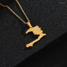 Pendant Necklaces Fashion 18k Gold Plated Map Of Haiti Falg City Stainless Steel Necklace For Women Men Jewerly