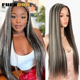 Straight Synthetic Lace Wigs Rainbow Green blue Colourful Long Straight Hair 30 Inch Heat Resistant Cosplay Wigs 230524