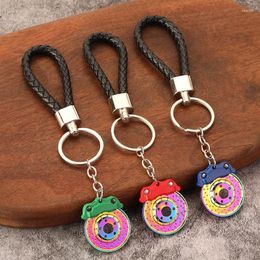 Keychains Creative Brake Disc Wheel Calliper Metal Keychain Car Modification Waist Hanging Key Ring Chain Pendant Gift For Man
