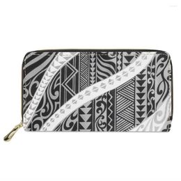 Wallets Customized Image Women Leather Wallet Polynesian Tribal Style Wholesale Price PU Zipper Purse Phone Cash Coin Card Holder