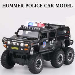 Diecast Model car 1 32 H2 6*6 Big Tyre Alloy Car Model Diecasts Metal Toy Modified Off-road Vehicles Car Model Kids Gift A199 230617