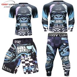 Other Sporting Goods Jiu Jitsu MMA T-shirts Pants Sets Bjj Rashguard For Men Muay Thai Mma Shorts Kickboxing Boxing Gym Clothes Compression Jerseys 230617