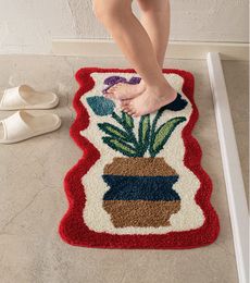 Carpets Fluffy Floral Bathmat Nordic Soft Mat Bathroom Rug Carpet Function Entrance Floor Anti Slip Pad Aesthetic Home Room Decor 230617