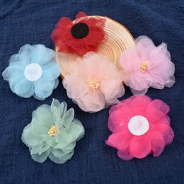 Dried Flowers 5PCs Soft Chiffon Artificial DIY Sewing For Handicraft Rose Fabric Flower Needlework Wedding Home Decor Accessories