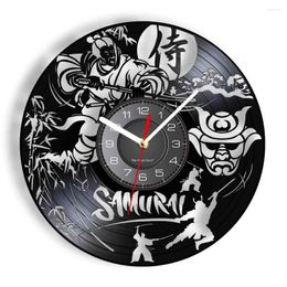 Wall Clocks Japanese Samurai Record Clock Art Office Home Decor Japan Fighter Warrior Martial Arts Modern Design