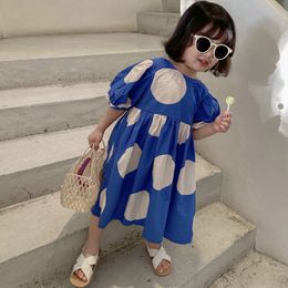 Girl's Dresses Summer Girls Dress Korean Style Fashon Cotton Sweet Polka Dot Dress Baby Kids Clothes Children'S Clothing 230617
