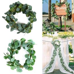 Decorative Flowers Artificial Green Eucalyptus Garland Leaves Vine Fake Vines Rattan Plants Ivy Wreath Wall Decor Wedding Decoration