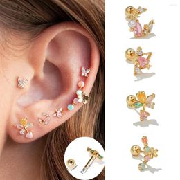 Stud Earrings 1PC Korean Stainless Steel Gold Color Mini Crystal Cartilage Ear Studs Women Flower Tragus Piercing Earring Jewelry
