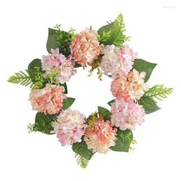 Decorative Flowers Hydrangea Door Wreath Artificial Pink And Purple Front Christmas Decor Hello For Home Decoration