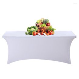 Table Cloth Stretch Cover Milk Silk Tablecloth For Rectangle Fitted White Event Wedding Banquet