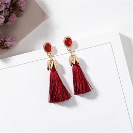 Dangle Earrings RAVINOUR Korean Style Tassel For Women Fashion Jewelry Small Fringe Earings Bijoux Femme Oval Crystal