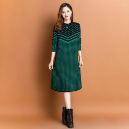 Casual Dresses 2023 Green Bird Lattice Knitted Woollen Top Sweaters Women Fashion Elegant Pullovers Autumn Winter Korean
