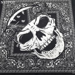 Bandanas Durag Design Fashion Hip Hop 100% Cotton Skull Bandana Square Scarf Black Paisley Bicycle Headband For WomenMenBoysGirls 230619