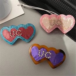 Designer Barrettes Girls Hairpin Loving Heart Letter Hair Clips Hairclips Women Rhinestone Spring Hairpins Accessories