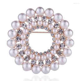 Brooches Fashion Simple Round Imitation Pearl Brooch Pin High-end Ladies Clothing Accessories H1462