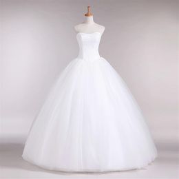 Lace Tulle Ball Gown Wedding Dresses with sweetheart Neckline 2019 Simple Wedding Gown Lace Up Bridal Dress White Ivory211k