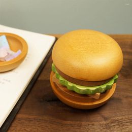 Table Mats Wooden Burger Placemat Solid Wood Creative Home Dining Decoration Snack Plate Cutlery Set