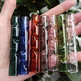 Colorful Replaceable Thick Glass Smoking Portable Handpipes Vaporizer Mouthpiece M Stem 3D Cooling Filter Cigarette Holder Pipes Tip Nails Straw Mouth Tool DHL