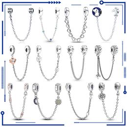 925 modelli in argento sterling zircone catena di sicurezza charms perline adatto braccialetti originali pandora fascino ciondola gioielli fai da te spedizione gratuita