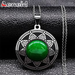 Pendant Necklaces Antique Vintage Flower Necklace For Women Stainless Steel Natural Quartz Stone Fashion Reiki Healing Jewellery