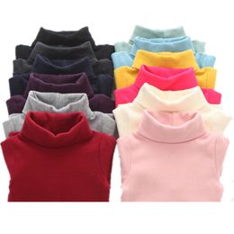 Pullover Autumn Winter Children Turtleneck Kids Sweater 10 Solid Colours Girls Boys Basic Shirt 210 years 230619