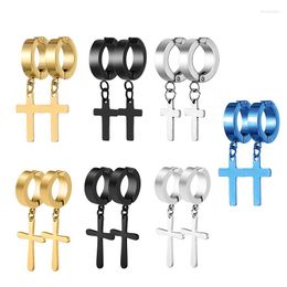 Stud Earrings 7 Pairs Punk Stainless Steel Cross Stars Pendant Ear Clip No Piercing For Women Hiphop Fashion Hole Men Jewelry