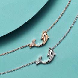 Pendant Necklaces Fashion Exquisite Design Dolphin 2023 Elegant Women Zircon Rose Gold Plated Necklace For Valentine's Day Gift