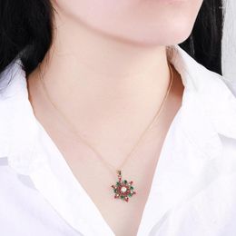 Chains Christmas Snowflake Pendant Earring With Color Gemstone Necklace For Women Girl Alloy Chain Jewelry Gifts Wholesale