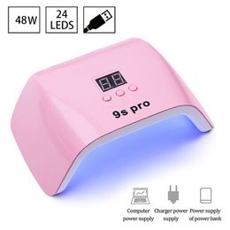 Nail Dryers Nail Lamp 48w Portable Nail dryer White Pink uv LED lamp 24LEDS USB Interface Nail Supplies for Professionals 1Pc 230619