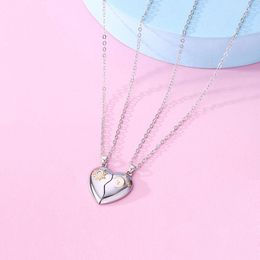 Pendant Necklaces 2Pcs Romantic Valentine's Day Magnet Sun Moon Attract Pendent Couple Necklace Jewellery Magnetic Puzzle Heart For