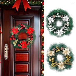 Decorative Flowers Christmas Wreath Artificial Pine Needle Winter Festival Front Door Decorations For Party Supplies