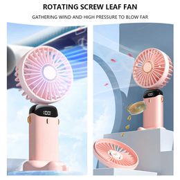 Electric Fans Mini Desktop LED Display 5-Speed Retractable Table Folding USB Charging Electric for Home Office