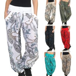 Women Ladies Fashion Casual Indian Style Pants Bohemian Harem Pants Loose Paisley Low Waist Hip Hop Style Baggy Trousers